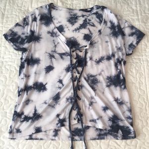Tie dye T-shirt with lace up front
